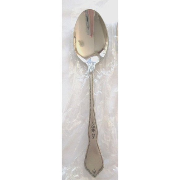 Set 6 Oval Soup Spoons Oneida MORNING BLOSSOM Stainless Steel BRAND NEW - Picture 4 of 6